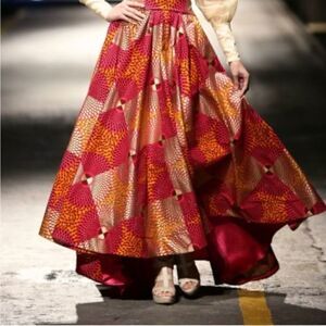 David Tlale Traditional African Ankara High low Flare Skirt